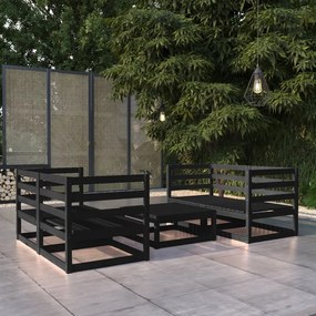 Set mobilier de gradina, 5 piese, negru, lemn masiv de pin Negru, 1, nu