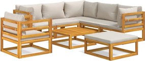 vidaXL Set mobilier grădină cu perne gri deschis, 8 piese, lemn masiv