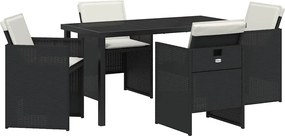 vidaXL Set de masă pentru grădină 5 pcs Negru poliratan