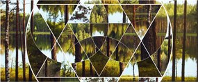 Tablou - Colaj geometric pe fundalul pădurilor nordice (120x50 cm)