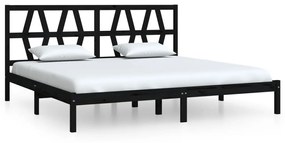 3104022 vidaXL Cadru de pat, negru, 200x200 cm, lemn masiv de pin