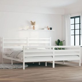 Cadru de pat, 200x200 cm, lemn masiv de pin, alb Alb, 200 x 200 cm