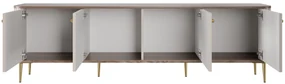 Dulap TV Vesper 4D 187 cm - cașmir / nuc / picioare aurii