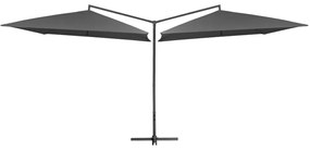 Umbrela de soare cu stalp din otel, antracit, 250x250 cm