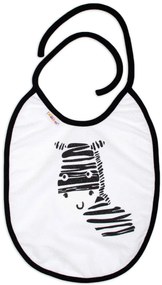 Bavețică impermeabilă mare Baby Nellys Zebra, 24 x 23 cm - alb