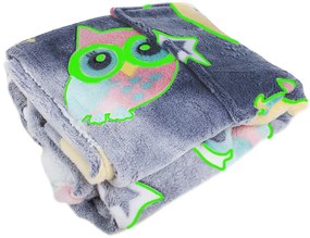 Patura hanorac pentru copii cu maneci si gluga SHINING OWL gri