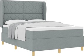 vidaXL Pat cu arcuri cu saltea Gri deschis 200 x 160 cm țesătură