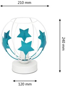 Lampă de masă pentru copii STARS 1xE27/15W/230V turcoaz/alb