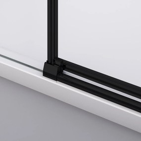 Cabina dus negru mat 140x80 cm, usa culisanta, grosime sticla 6 mm, tratament anticalcar, Ronal Divera