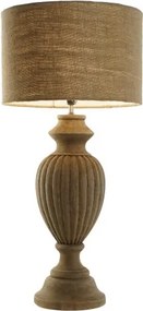 Lampă de masă din lemn sculptat cu abajur din iută naturală, 44×44×91 cm, „Coloniale"