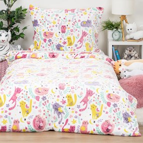 Lenjerie de pat din microflanel 4Home Playful Paws, 160 x 200 cm, 70 x 80 cm