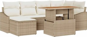 vidaXL Set de canapele pentru grădină 7 pcs Bej Rattan poli
