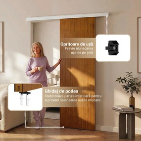 HOMCOM Ușă Culisantă de Interior 75x210 cm, Șină Silențioasă din Aliaj de Aluminiu, Kit Accesorii, Ghidaj, Ușă de Interior Stil Minimalist, din MDF, Impermeabilă, pentru Bucătărie, Baie, Birou | Aosom Romania