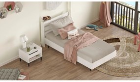 Pat de o persoană cu noptieră 90 cm Onnie 12 (Alb) . 1102416