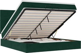 vidaXL Cadru de pat otoman cu saltele Verde închis 200x200cm catifea