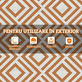 Outsunny Covor de Exterior pentru Balcon și Terasă, Rezistent la Raze UV, 182x274 cm, Maro și Alb | Aosom Romania