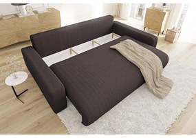 Canapea maro extensibilă, cu spațiu de depozitare, cu tapițerie din catifea reiată 234 cm Sara – Ropez