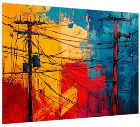 Tablou pe sticlă - Linii electrice abstracte (70x50 cm)