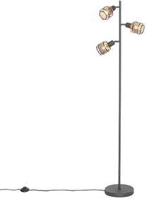 Lampa de podea de design neagră cu auriu cu 3 lumini - Noud