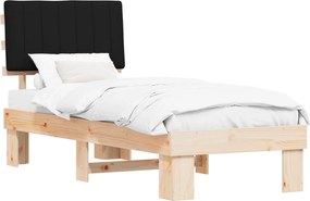 vidaXL Cadru de pat cu tăblie tapițată cu headboard Negru 80 x 200 cm