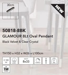 Lustra eleganta cu abajur din catifea si cristale Glamour 8Lt