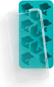 Forma cuburi de gheata cu capac Lekue 1009042, 22 x 11 x 2,3 cm, 11 delfini, -40 +60 °C, Albastru