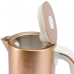Russell Hobbs Calm Kettle 27450-70, 2400W, 1,7 l, 40-100°C, Fierbere silențioasă, butoane tactile, alerte sonore, 6 culori schimbătoare, Protect, fără BPA și PFAS, alb/dorat