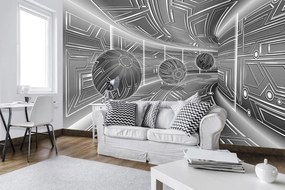 Fototapet - 3D tunel  gri cu bilă (254x184 cm)