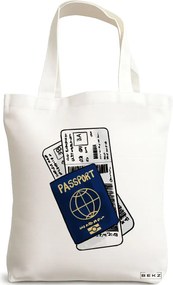 Sacosa de Panza pentru Cumparaturi, Geanta Tote Travel Girl 17, 38x34.5 cm, Alba, BEKZ®