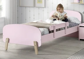 Set Pat Kiddy 90x200 cm cu Bară de Siguranță, pentru Camera Copii, Roz Pal – Vipack