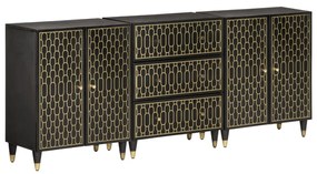 vidaXL Dulapuri laterale, 3 buc., 60x33x75 cm, lemn masiv de mango