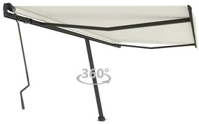 vidaXL Copertină autonomă retractabilă manual, crem, 400x300 cm