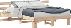 vidaXL Cadru de pat cu headboard Maro 150 x 200 cm Lemn de pin masiv