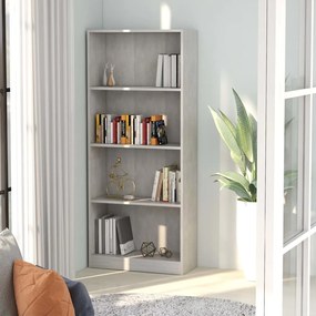 800877 vidaXL Bibliotecă, 4 rafturi, gri beton, 60x24x142 cm, lemn prelucrat