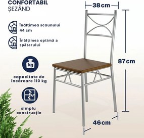 Set de mese de dining PAUL, 5 bucăți, stejar închis Casaria