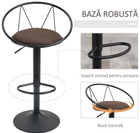 Set 2 scaune bar cu rotire de 360 de grade si suport pentru picioare 51x46x78-100cm HOMCOM | Aosom Romania