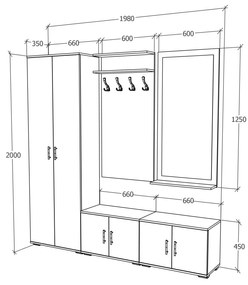 Set haaus V5, Antracit/Alb, L 200 cm