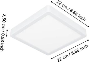 Eglo 901336 - Plafonieră LED FUEVA pentru baie, 10,5 W, 230 V, 22 x 22 cm, IP44, albă