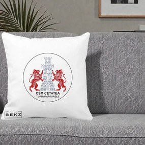 Perna Personalizata CSM Cetatea Turnu Magurele Fotbal, 40x40 cm, Alba Mata, Husa Detasabila, Perna Inclusa, BEKZ®