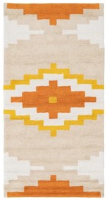 Covor tip traversă portocaliu lavabil din bumbac 90x175 cm Azteca – Ixia