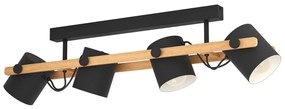 Plafonieră neagră/în culoare naturală cu abajur din metal 10x19 cm HORNWOOD – EGLO