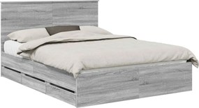 vidaXL Cadru de pat cu sertar Gri Sonoma 150 x 200 cm Lemn Ingineresc
