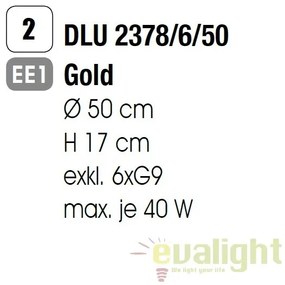 Plafoniera eleganta cristal K9 diam. 50cm Gloria DLU 2378/6/50 gold OR