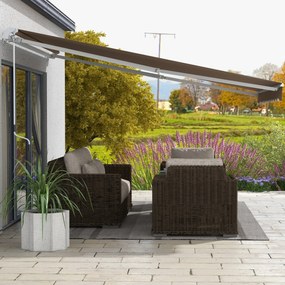 Outsunny Copertină Pliabilă pentru Exterior, Copertină Tip Roll-Up cu Deschidere Manivelă, 350x250 cm, Galben | Aosom Romania