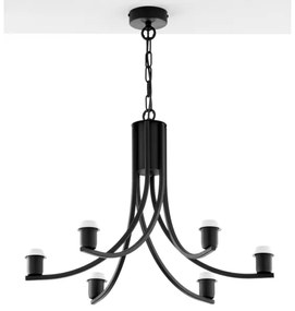Jupiter 2105 - Candelabru suspendat pe lanț ARTHUR 6xE27/15W/230V alb/negru/decor marmură
