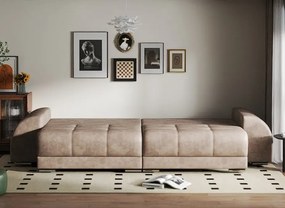 Canapea extensibilă dumonde cu 2 lăzi de depozitare si sezut confortabil din spuma high-density, Verona Tobago Beige 310x100 cm