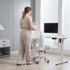 Vinsetto Scaun de birou din plasă cu spătar înalt tetieră reglabilă suport lombar 4D 62x64x120 cm Alb | Aosom Romania