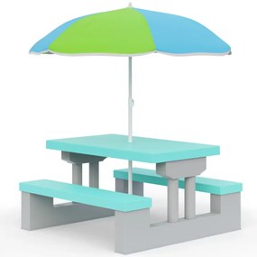 Set de șezut pentru copii cu umbrelă de soare JASMIN, 67x78,5x42,5cm, gri/mentă Spielwerk