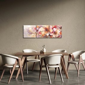 Tablou - Flori (cu ceas) (90x30 cm)