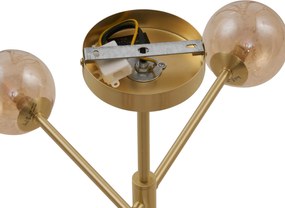 Plafonieră modernă din alamă cu sticlă ambră cu 6 lumini - Ryan